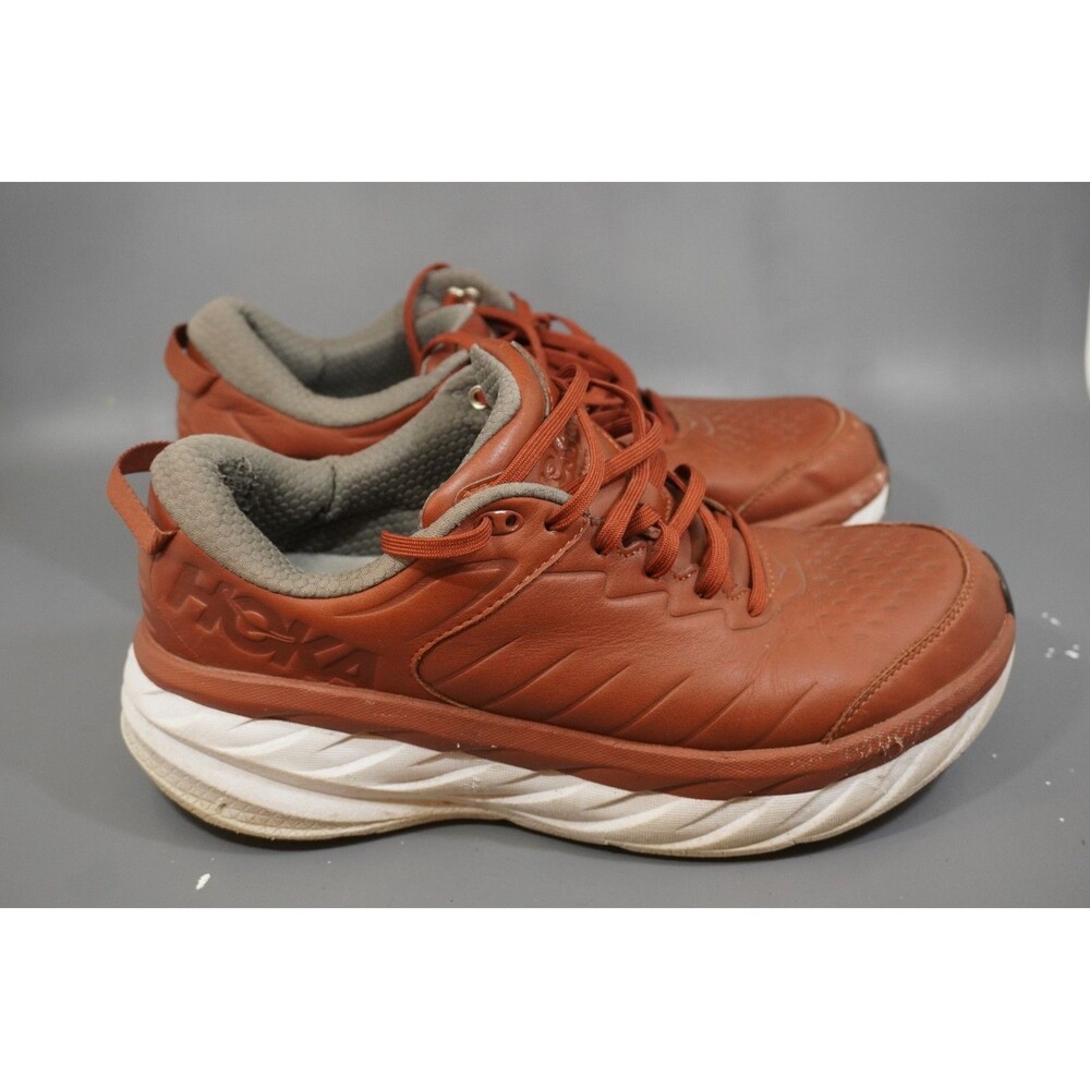 Hoka One One Bondi SR Brandy Brown Leather Walking Shoes Mens Size 10.5 Read
